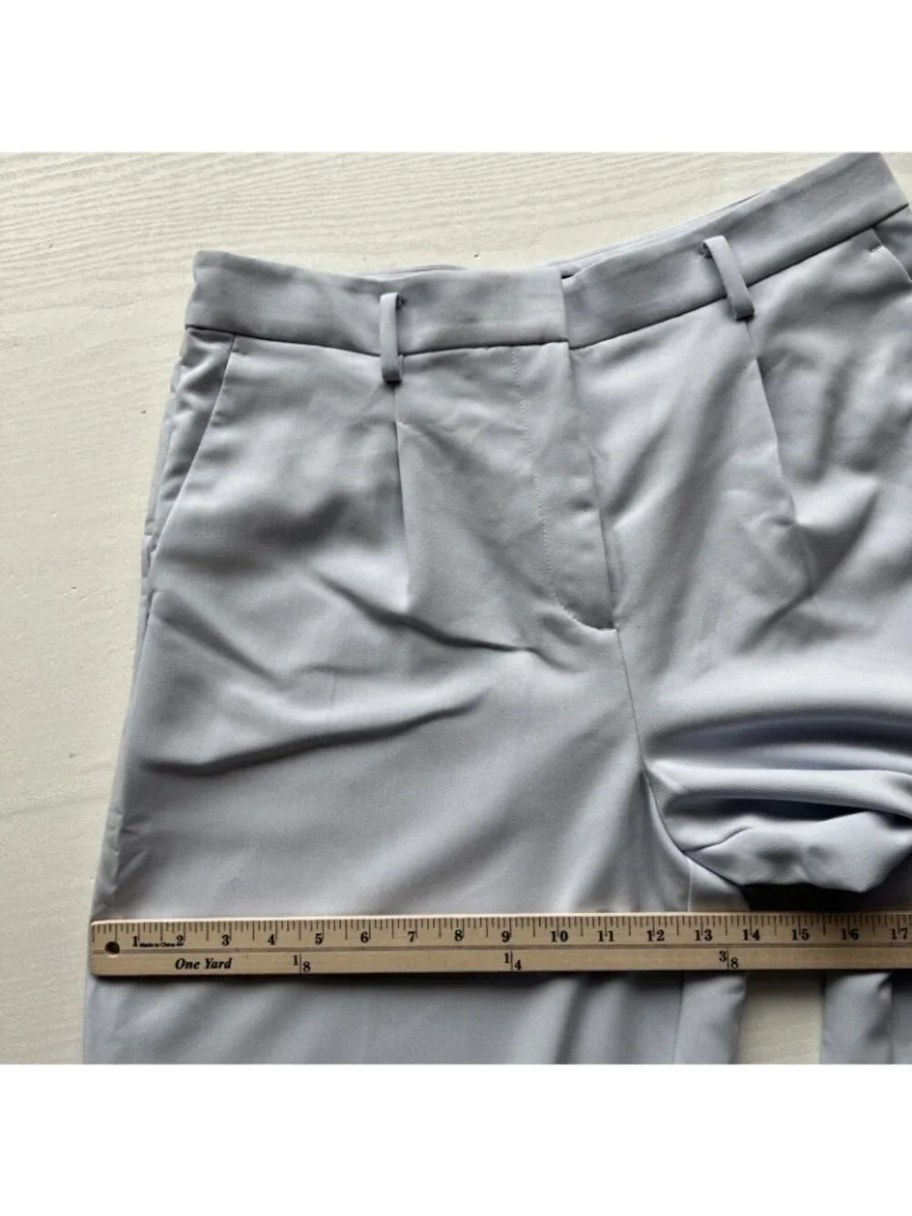 Ann Taylor Wide Leg Pants Womens 12 Ice Blue Crepe Pleated Full Length